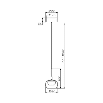 Manarola LED Pendant Light - line drawing.
