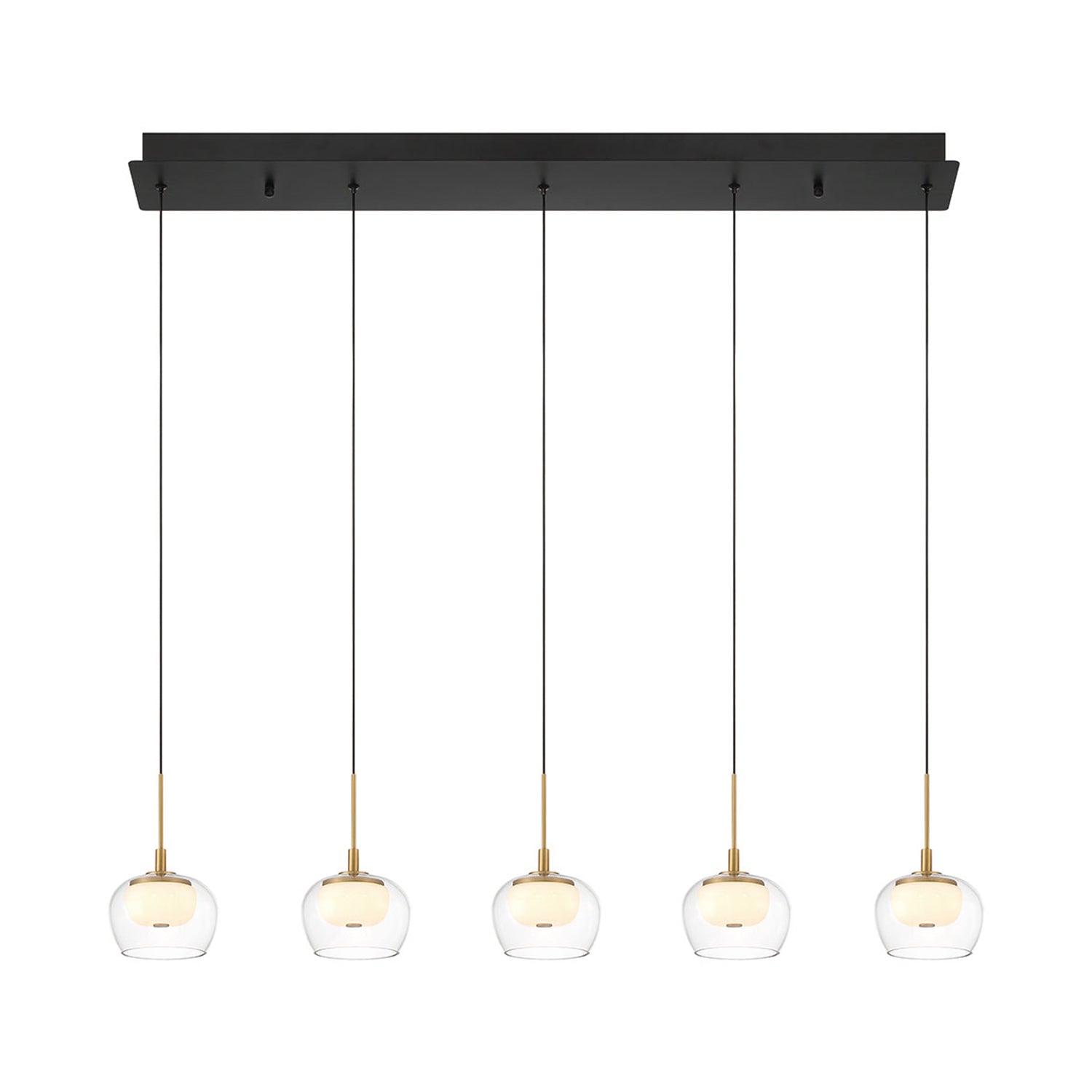 Manarola Linear LED Chandelier in Matte Black.