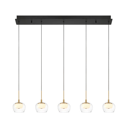 Manarola Linear LED Chandelier in Matte Black.