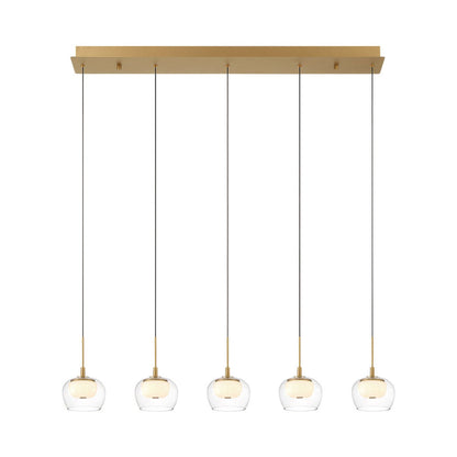 Manarola Linear LED Chandelier in Painted Antique Brass.