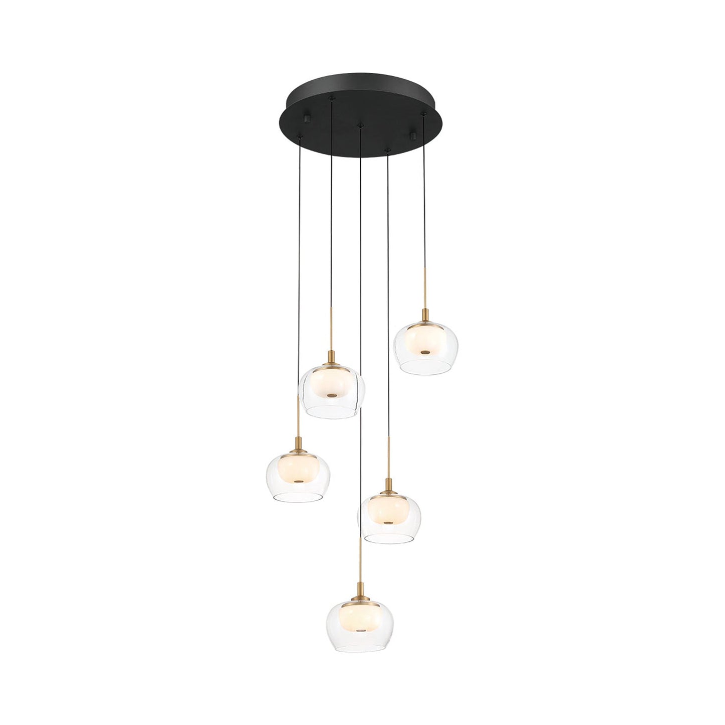 Manarola Multi Light LED Pendant Light in Matte Black (5-Light).