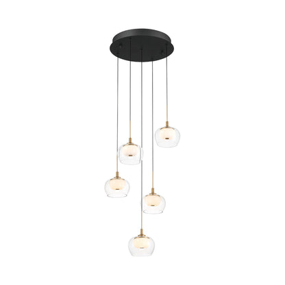 Manarola Multi Light LED Pendant Light in Matte Black (5-Light).