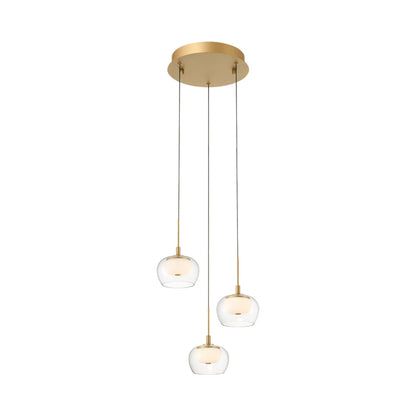 Manarola Multi Light LED Pendant Light in Painted Antique Brass (3-Light).