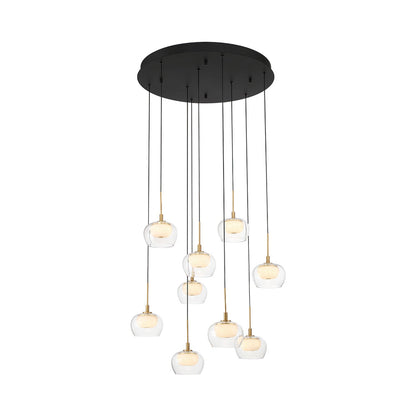 Manarola Multi Light LED Pendant Light in Matte Black (9-Light).