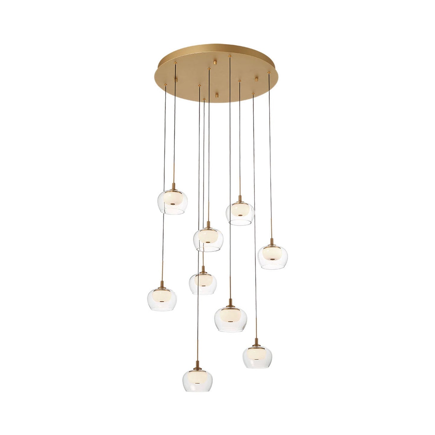 Manarola Multi Light LED Pendant Light in Painted Antique Brass (9-Light).