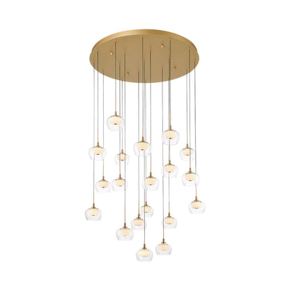Manarola Multi Light LED Pendant Light in Painted Antique Brass (19-Light).
