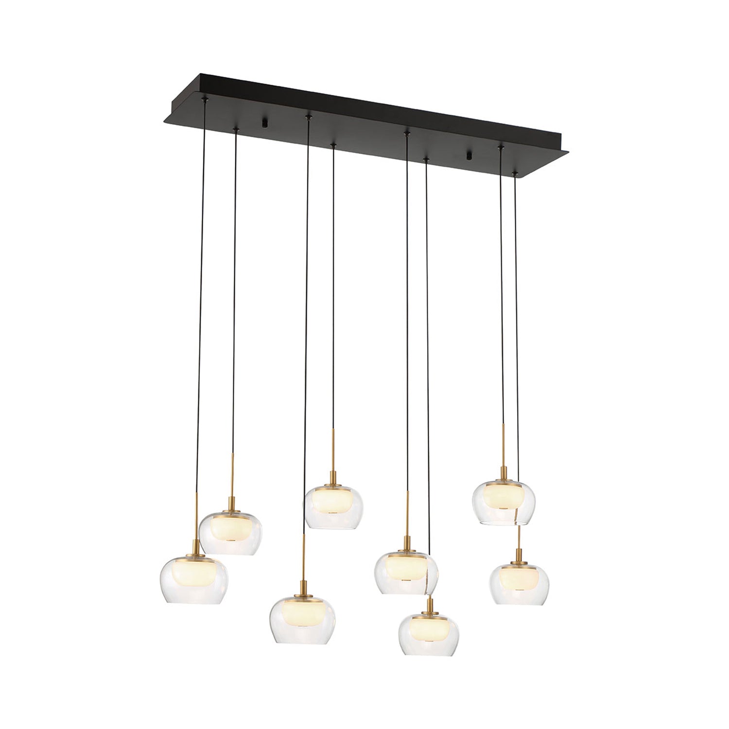 Manarola Rectangular LED Chandelier in Matte Black (8-Light).