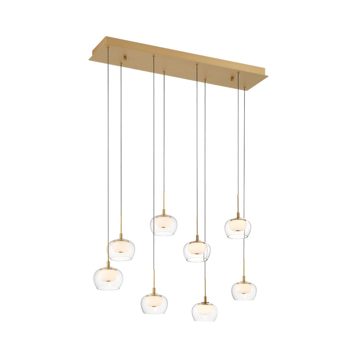 Manarola Rectangular LED Chandelier in Painted Antique Brass (8-Light).