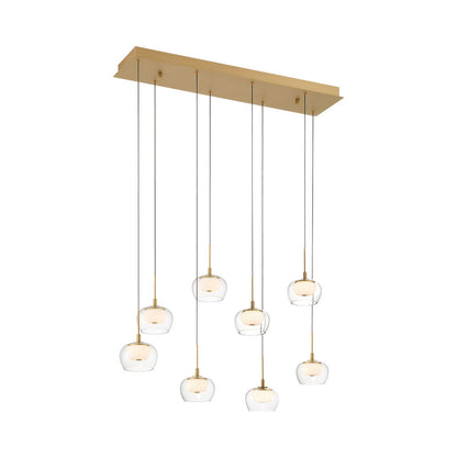 Manarola Rectangular LED Chandelier in Painted Antique Brass (8-Light).