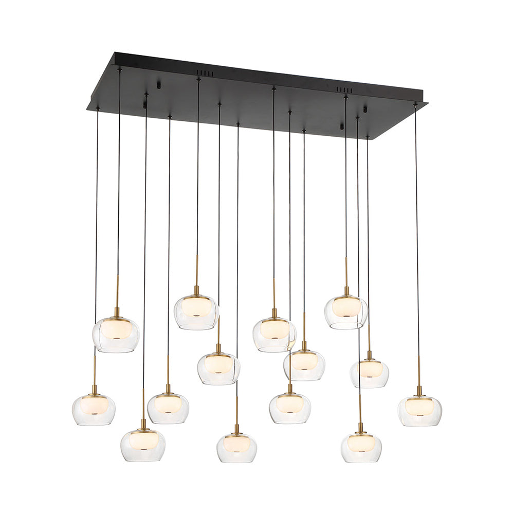Manarola Rectangular LED Chandelier in Matte Black (14-Light).