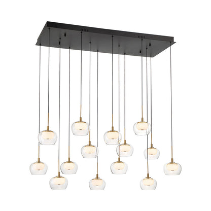 Manarola Rectangular LED Chandelier in Matte Black (14-Light).