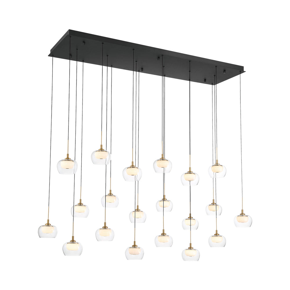 Manarola Rectangular LED Chandelier in Matte Black (20-Light).