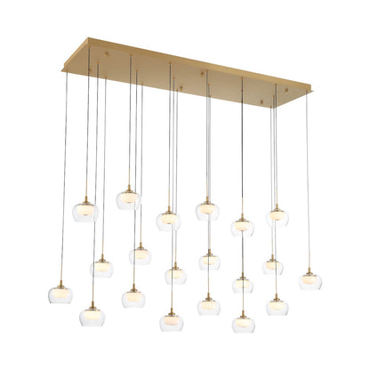 Manarola Rectangular LED Chandelier in Painted Antique Brass (20-Light).