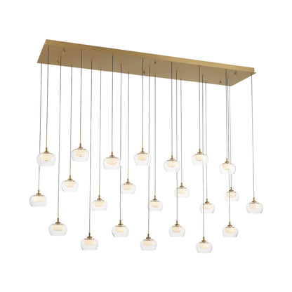 Manarola Rectangular LED Chandelier in Painted Antique Brass (23-Light).