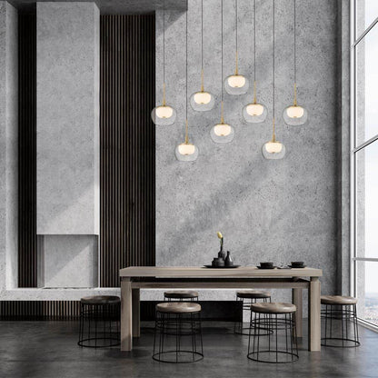 Manarola Rectangular LED Chandelier in dining room.
