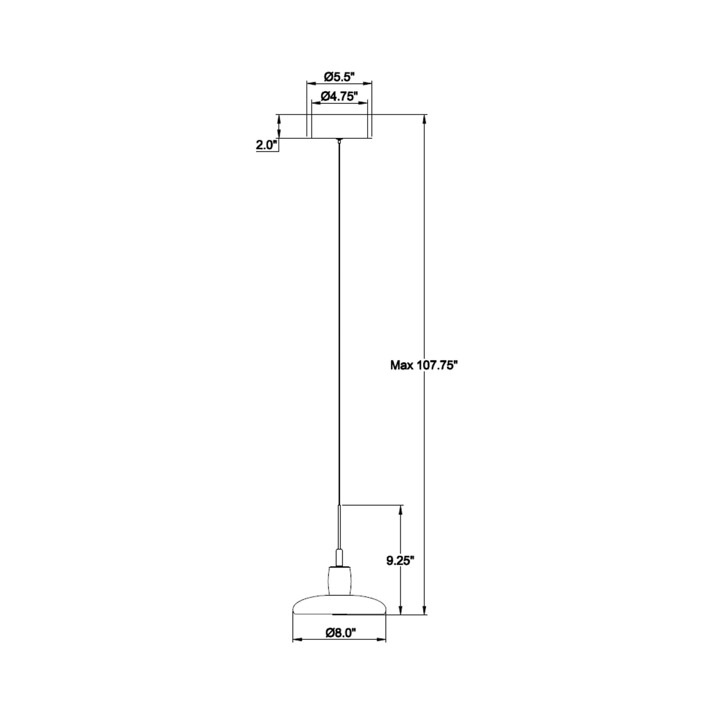 Mantova LED Pendant Light - line drawing.