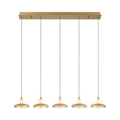Mantova Linear LED Chandelier in Painted Antique Brass.