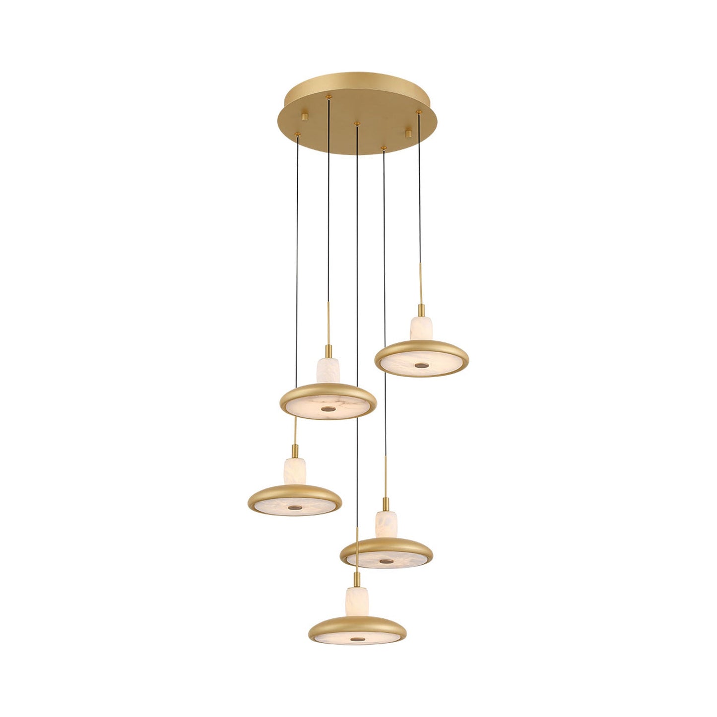 Mantova Multi Light LED Pendant Light in Painted Antique Brass (5-Light).