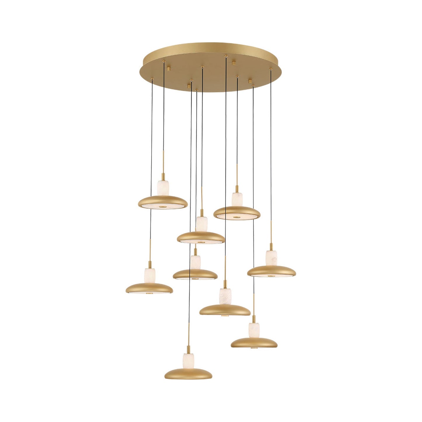 Mantova Multi Light LED Pendant Light in Painted Antique Brass (9-Light).