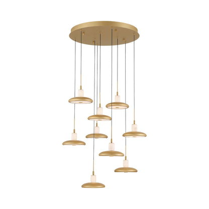 Mantova Multi Light LED Pendant Light in Painted Antique Brass (9-Light).