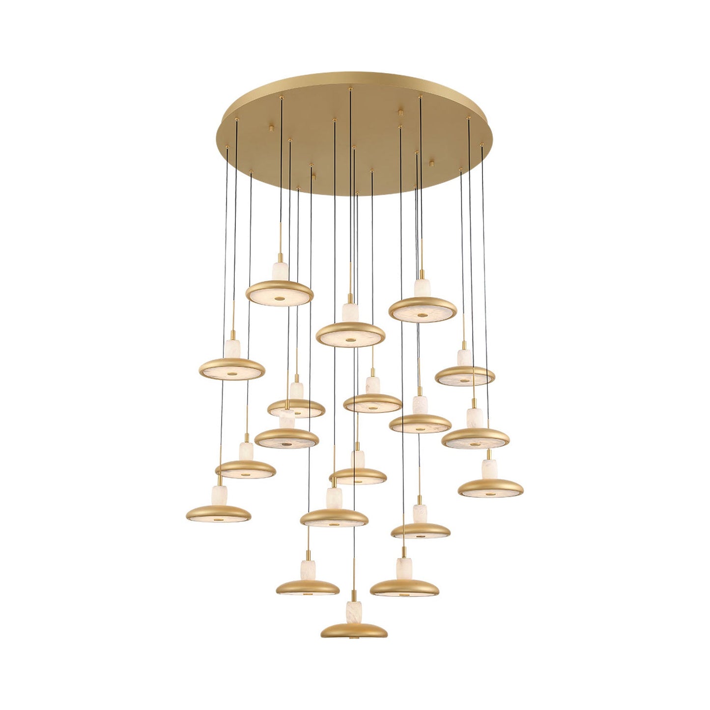 Mantova Multi Light LED Pendant Light in Painted Antique Brass (19-Light).