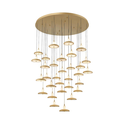 Mantova Multi Light LED Pendant Light in Painted Antique Brass (31-Light).