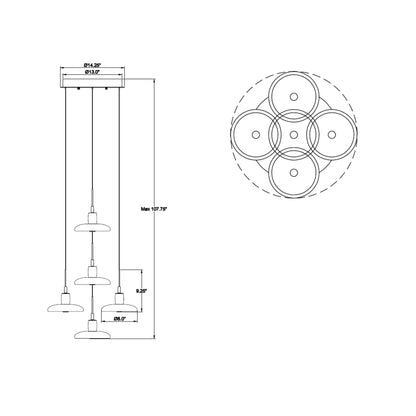Mantova Multi Light LED Pendant Light - line drawing.