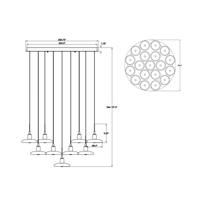Mantova Multi Light LED Pendant Light - line drawing.