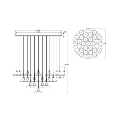 Mantova Multi Light LED Pendant Light - line drawing.