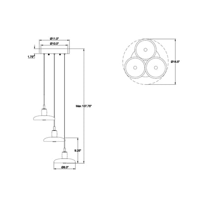 Mantova Multi Light LED Pendant Light - line drawing.