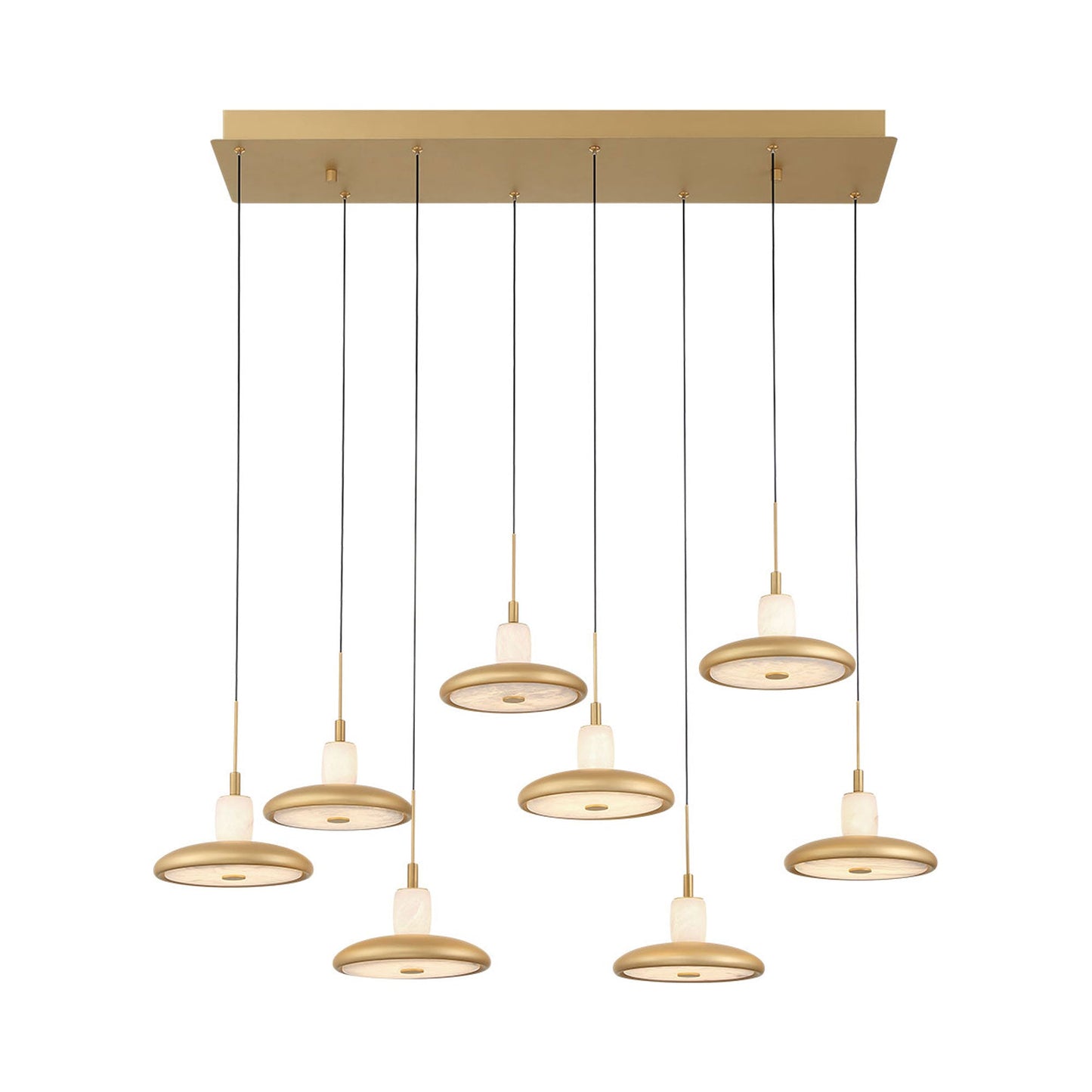 Mantova Rectangular LED Chandelier in Painted Antique Brass (8-Light).