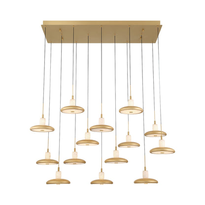 Mantova Rectangular LED Chandelier in Painted Antique Brass (14-Light).