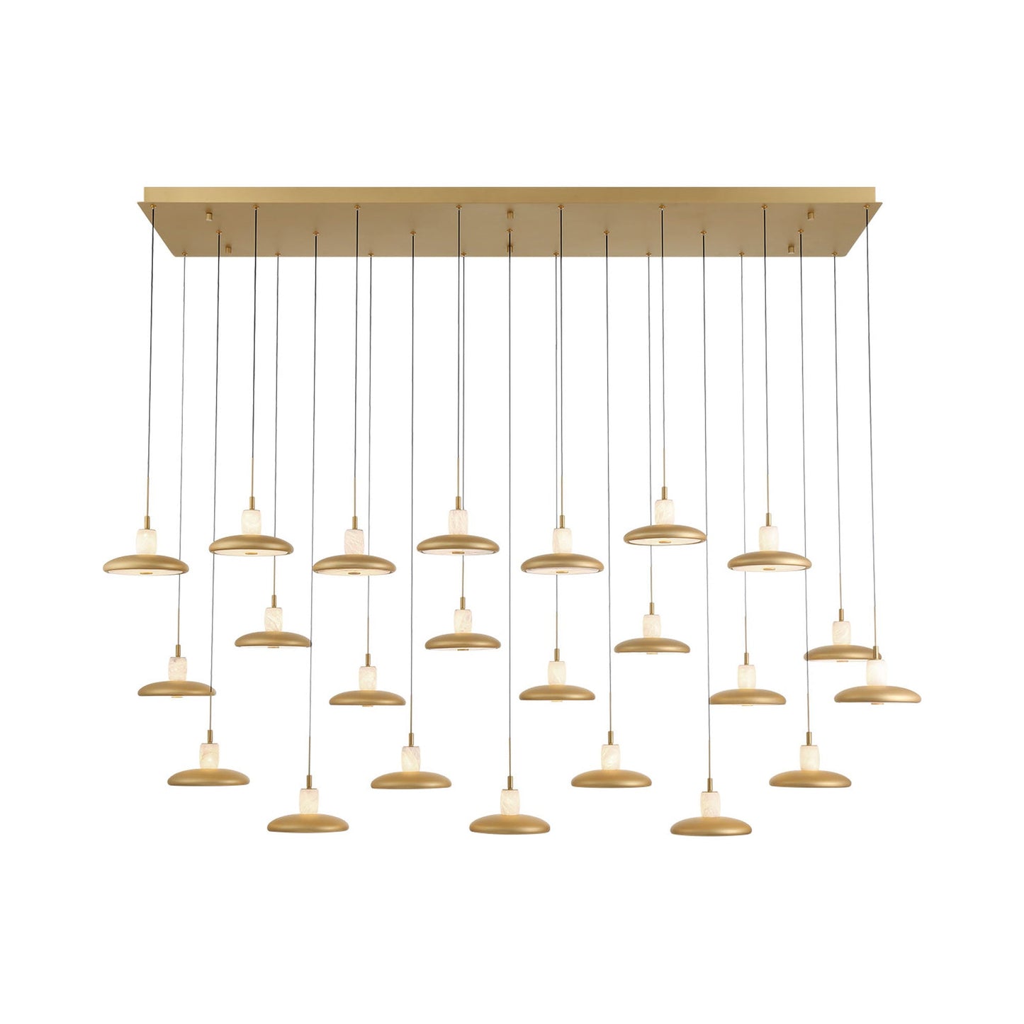 Mantova Rectangular LED Chandelier in Painted Antique Brass (20-Light).