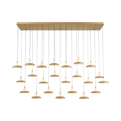 Mantova Rectangular LED Chandelier in Painted Antique Brass (20-Light).