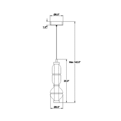 Milazzo LED Pendant Light - line drawing.