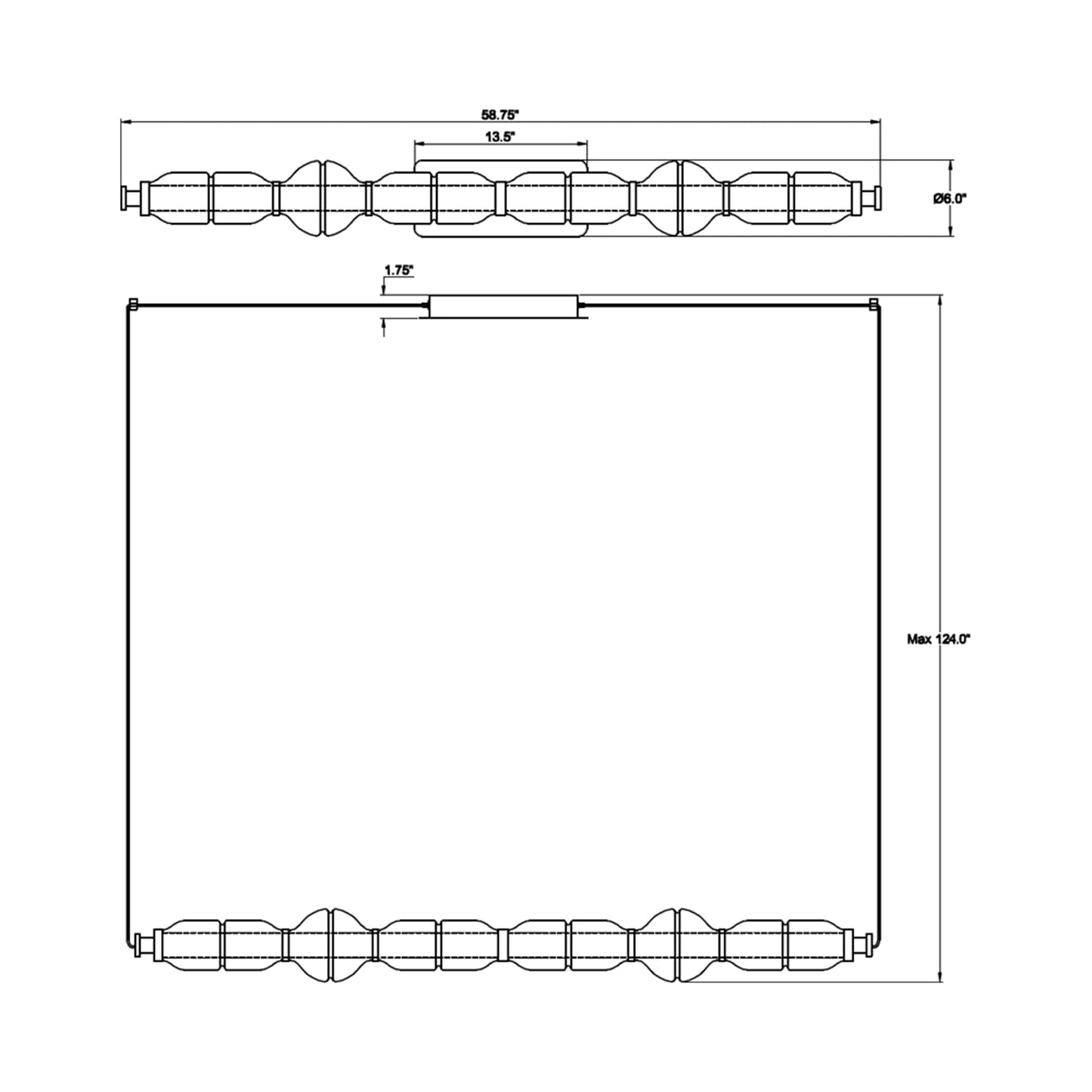 Milazzo Linear LED Chandelier - line drawing.