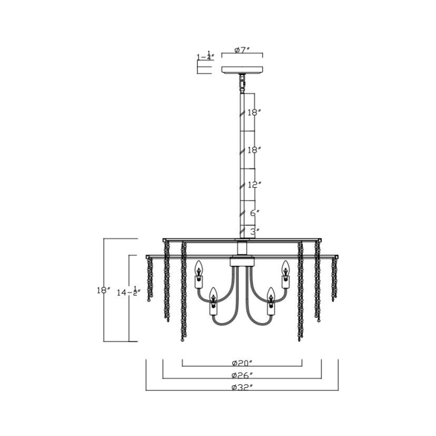 Molfetta Chandelier - line drawing.