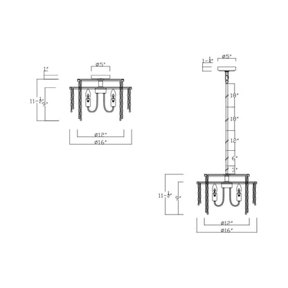 Molfetta Convertible Pendant Light - line drawing.