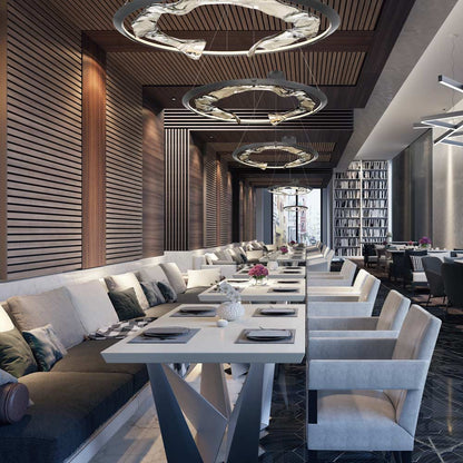 Nettuno LED Chandelier in restaurant.