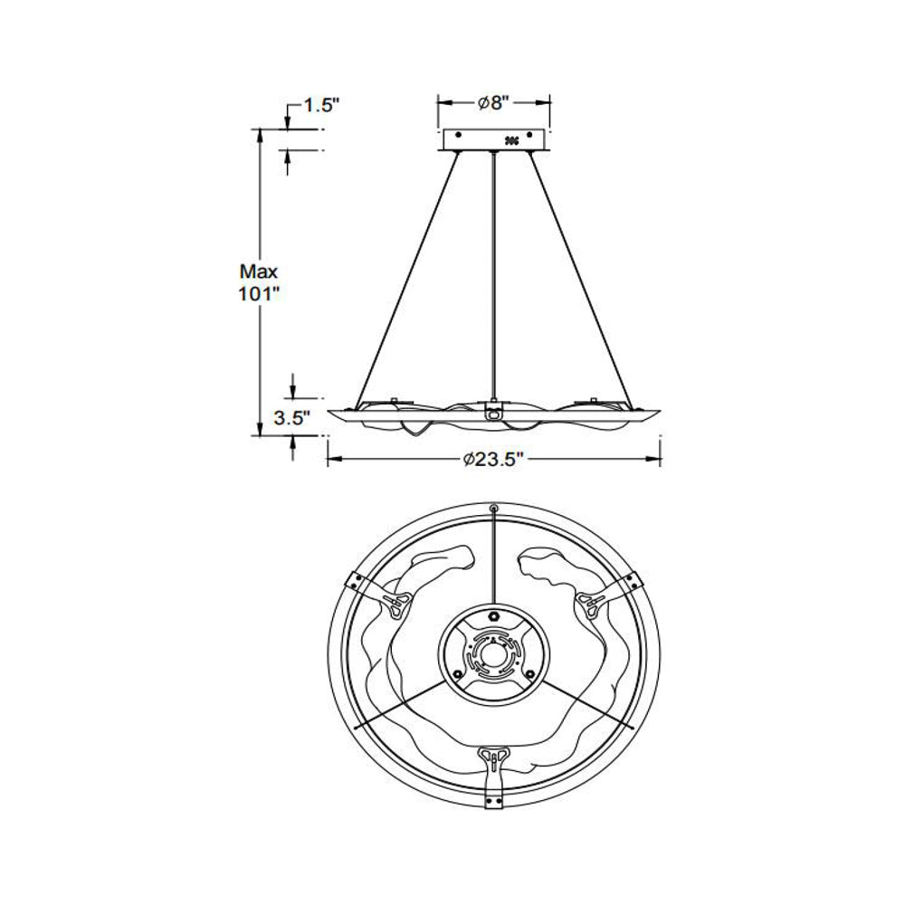 Nettuno LED Chandelier - line drawing.