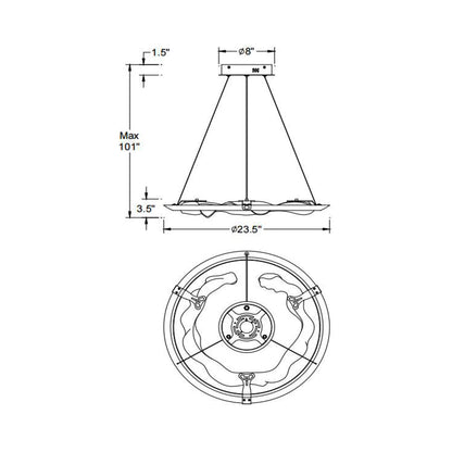 Nettuno LED Chandelier - line drawing.