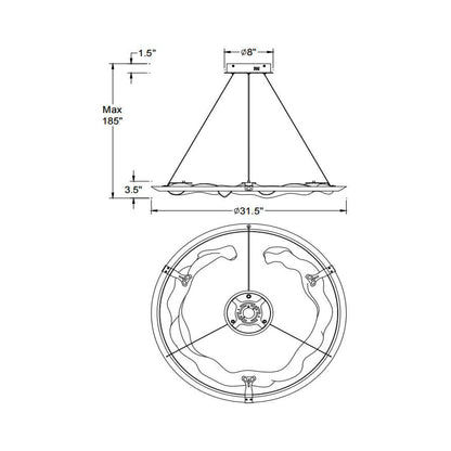 Nettuno LED Chandelier - line drawing.