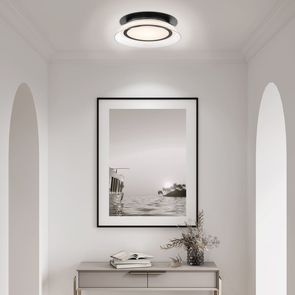 Pescara LED Flush Mount Ceiling Light in hallway.