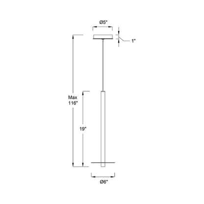 Piatto LED Pendant Light - line drawing.