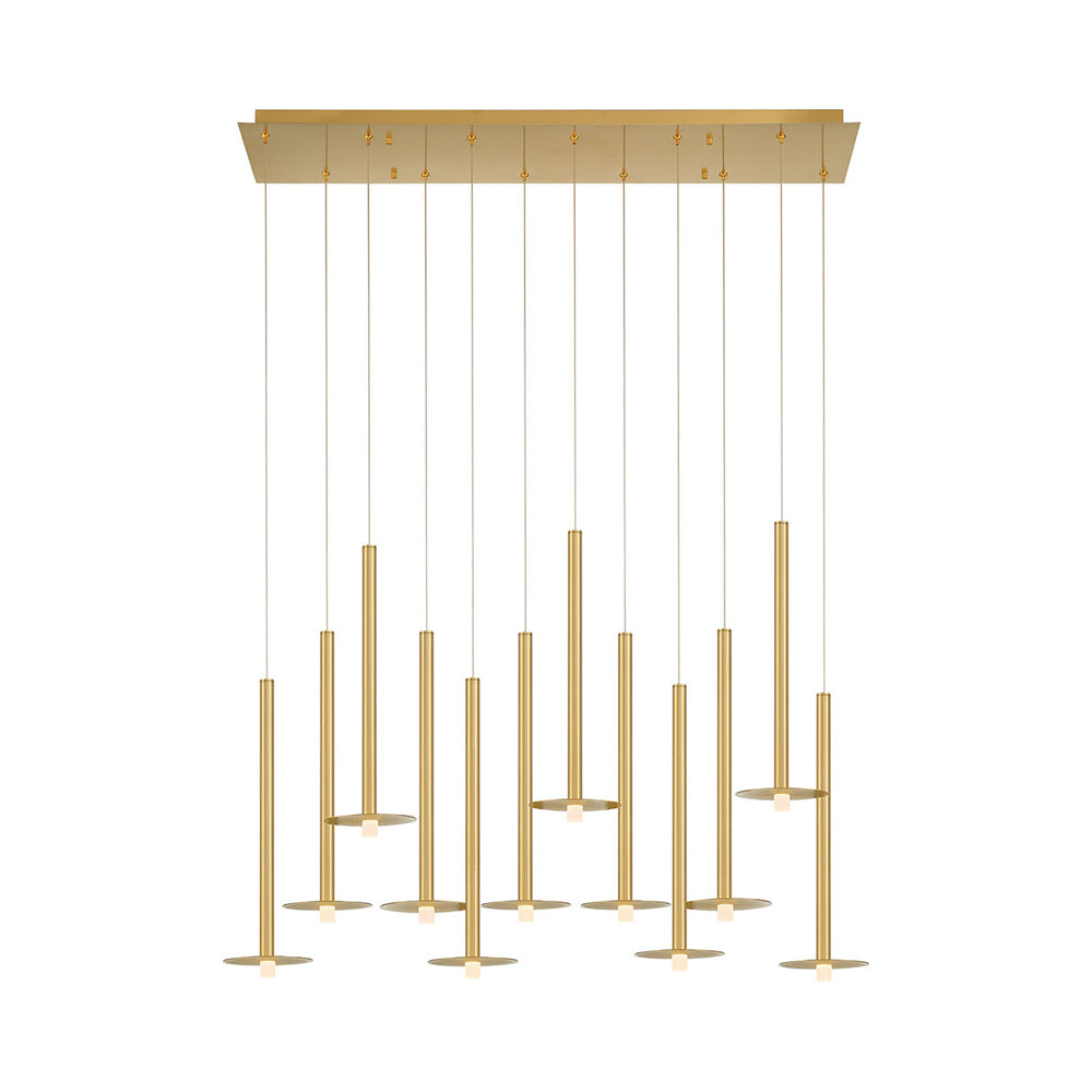 Piatto Linear LED Chandelier in Plated Brushed Gold (12-Light).