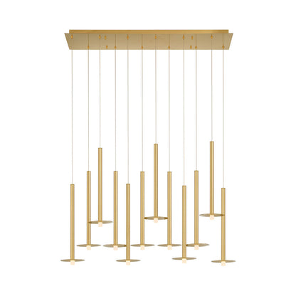 Piatto Linear LED Chandelier in Plated Brushed Gold (12-Light).