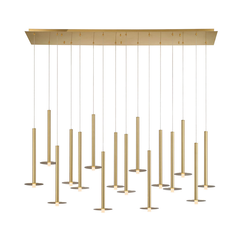 Piatto Linear LED Chandelier in Plated Brushed Gold (16-Light).