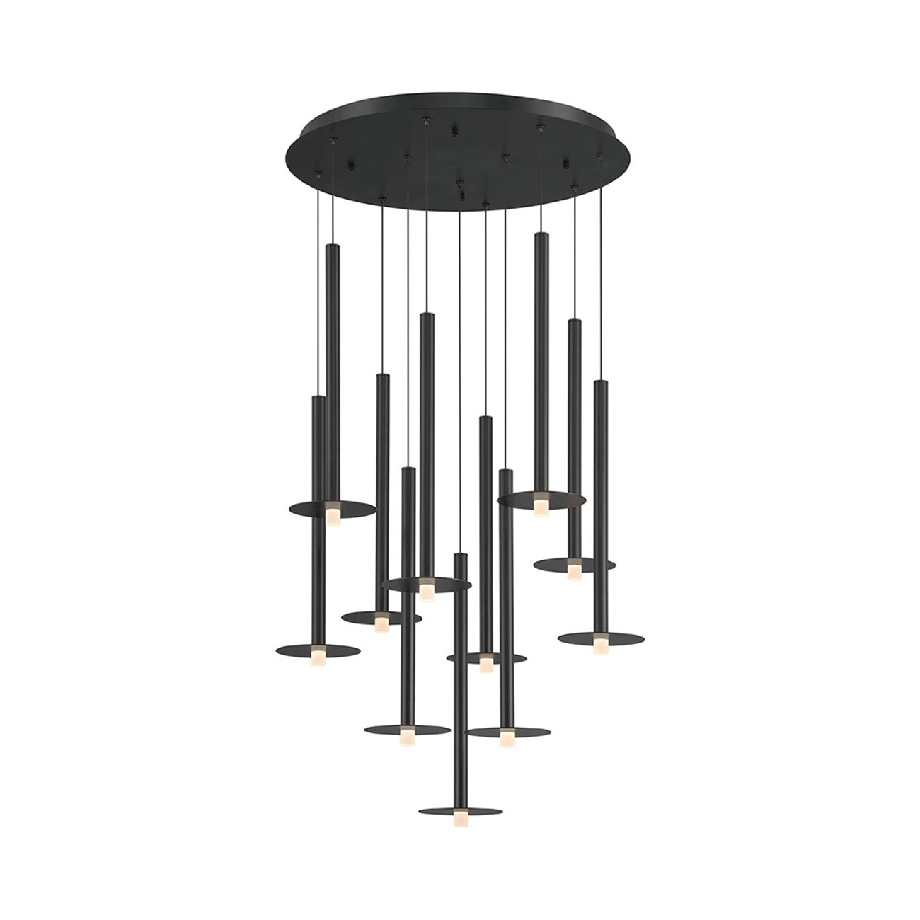 Piatto Round LED Chandelier in Matte Black (11-Light).