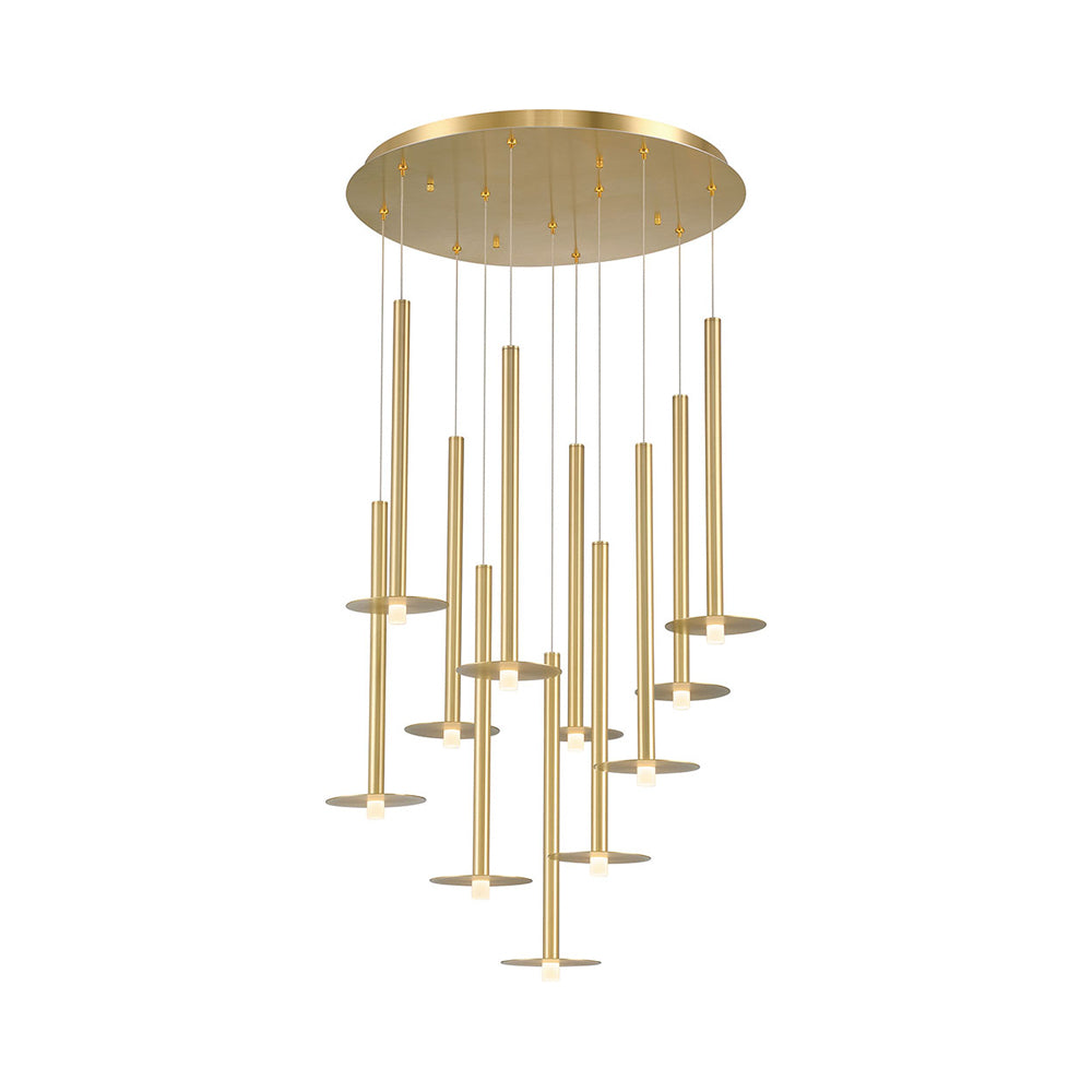 Piatto Round LED Chandelier in Plated Brushed Gold (11-Light).