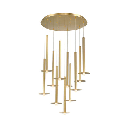 Piatto Round LED Chandelier in Plated Brushed Gold (11-Light).